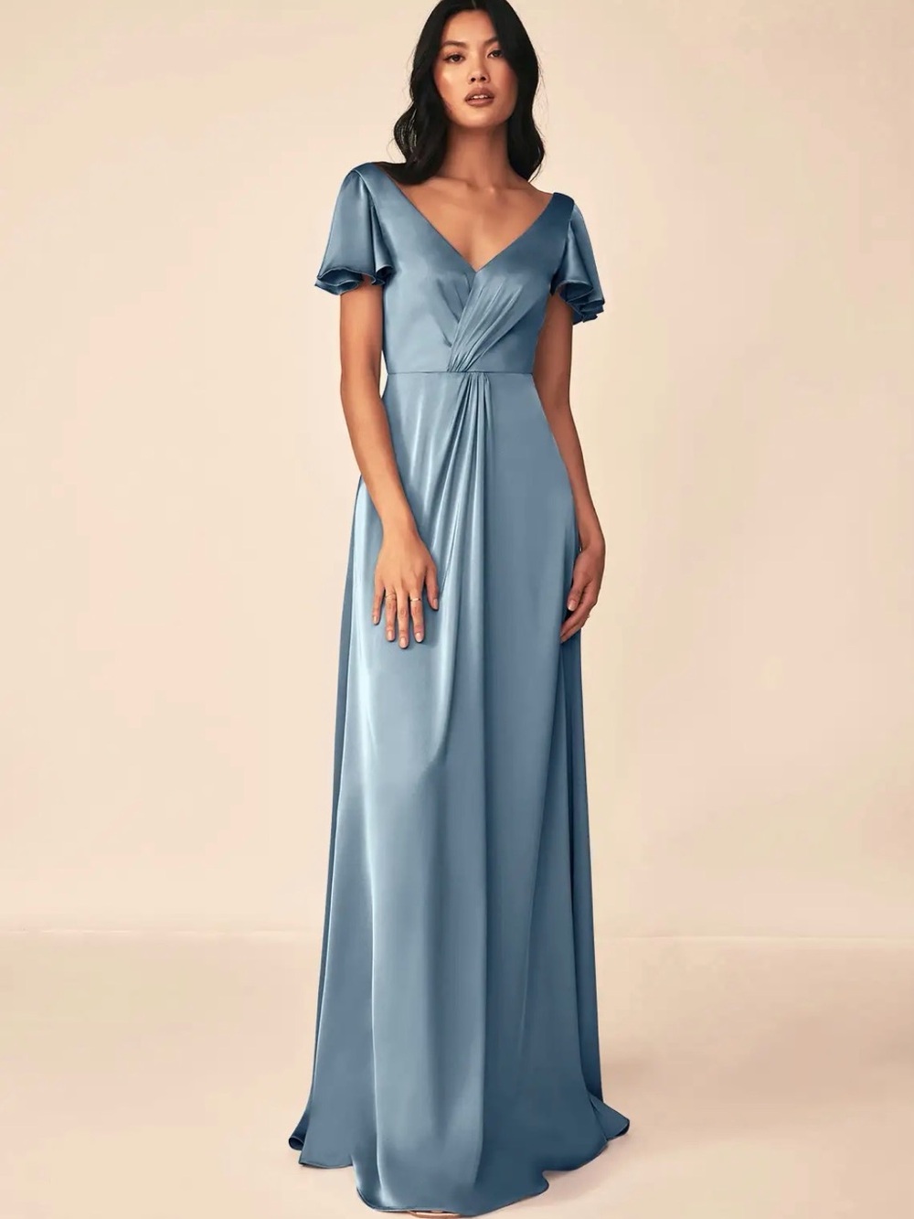 Azazie Dusty Blue Soren Bridesmaid dress Size 8